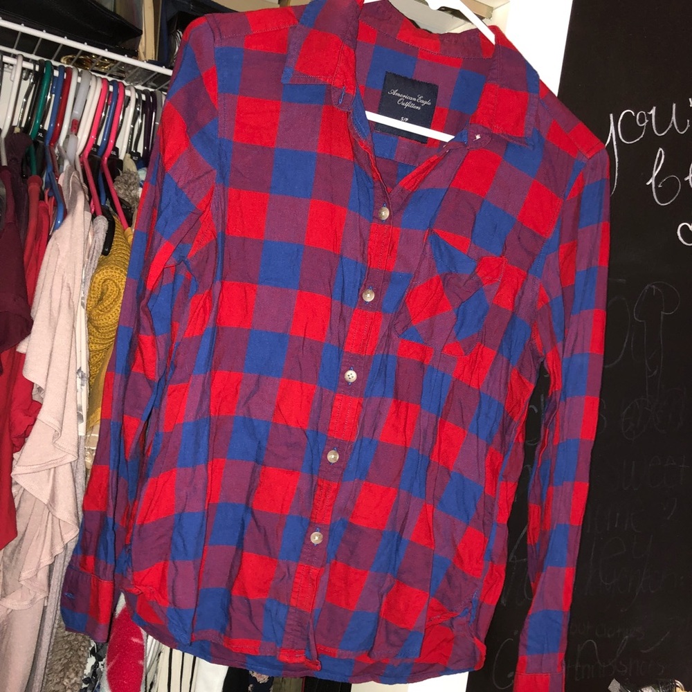 Red and Navy Plaid shirt